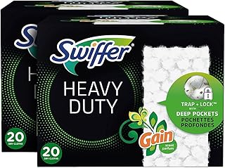 Swiffer Sweeper Heavy-Duty Dry Cloth Refill, Gain Scent, White, 20/Pack (94136)
