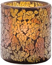 Hollowick Gold Frosted Crackle Glass Votive Lamp