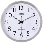 14" Atomic Wall Clock by Global Industrial – Large, Stainless Steel, Silver, Model 695324