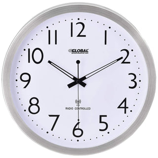 14" Atomic Wall Clock by Global Industrial – Large, Stainless Steel, Silver, Model 695324