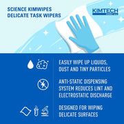 KIMWIPES, Delicate Task Wipers, 1-Ply, 4 2/5 x 8 2/5, 286/Box by KIMTECH – Pack of 280, Model 34155