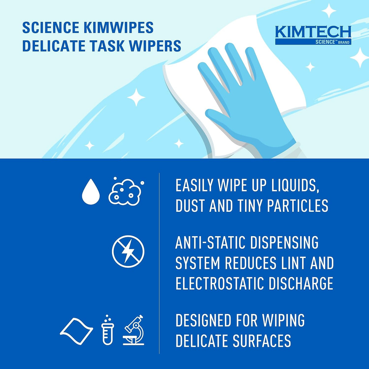 KIMWIPES, Delicate Task Wipers, 1-Ply, 4 2/5 x 8 2/5, 286/Box by KIMTECH – Pack of 280, Model 34155