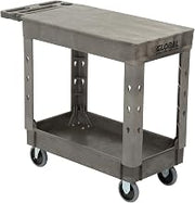 Global Industrial Plastic 2 Flat Shelf Service & Utility Cart, 38” x 17-1/2”, 5" Rubber Casters