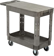 Global Industrial Plastic 2 Flat Shelf Service & Utility Cart, 38” x 17-1/2”, 5" Rubber Casters