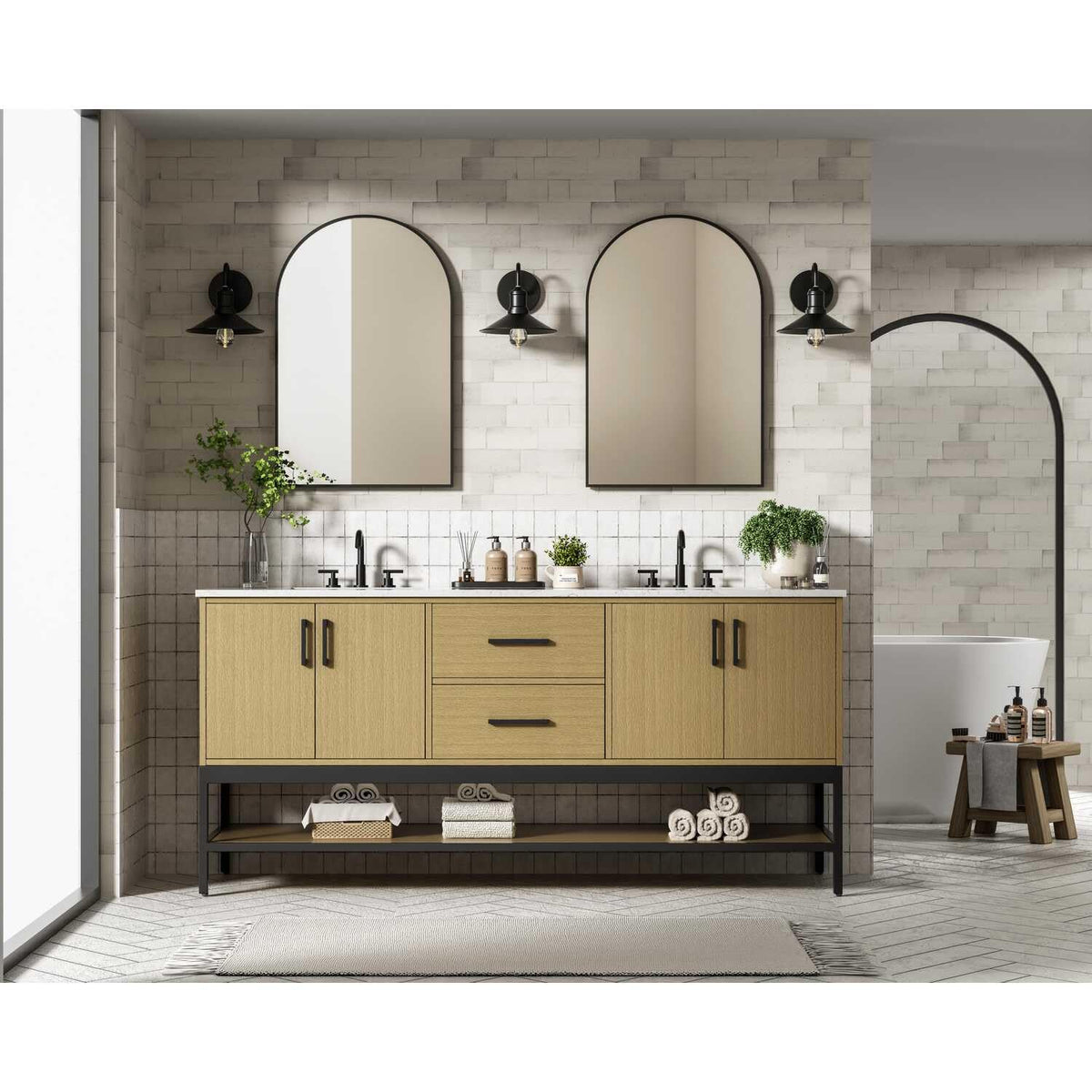 Elegant Kitchen and Bath 72" Double Bathroom Vanity in Honey Brown by Elegant Lighting – 72.00" W x 22.00" H x 20.00" D, Wood, Honey Brown, Model VF60772DMHB