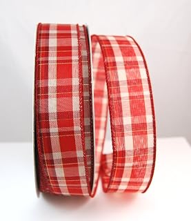 Reliant Ribbon Plaid Prime Value Wired Edge Ribbon, 1-1/2 Inch X 50 Yards, Red