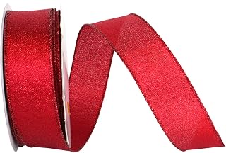 Reliant Ribbon 93322W-065-09H Sparkle Metallic Display Wired Edge Ribbon, 1-1/2 Inch X 20 Yards, Red