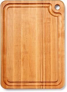 John Boos Block MPL2216125-FH-GRV Prestige Maple Wood Edge Grain Reversible Cutting Board with Juice Groove, 22 Inches x 16 Inches x 1.25 Inches | 1.25” Thick, 13-lb Reversible Butcher Block with Juice Groove, Edge-Grain & Finger Grip Hole, Made in the