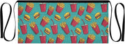 Kitchen Apron French Fries Burger | Unisex Server Apron with 3 Pockets, Adjustable for Waiters, Gardeners, Kitchen, BBQ, Painting and Restaurant Work