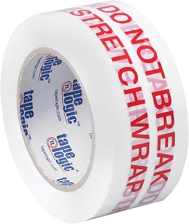 Tape Logic 2 Inch x 110 Yards Pre-Printed Packing Tape, "Do Not Break Stretch Wrap", 2.2 Mil Thick, Red/White, 36 Pack, for Packaging, Shipping, Moving, Home and Office