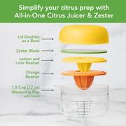 Juicer Citrus 3 in 1 by Tovolo – 5.67" Tall, 1.5 cups, Silicone Lid, Plastic Base, Yellow, Model 1001027