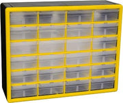 Akro-Mils 24-Drawer Plastic Storage Cabinet, 20"W x 6"D x 16"H, Yellow