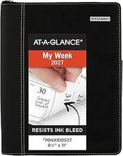 AT-A-GLANCE 2027 Planner Refillable Padfolio, Weekly & Monthly, 10" x 12.5", Executive, Zipper, Black (70NX810527)