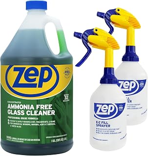 Zep Ammonia Free Glass Cleaner Concentrate - Professional Grade Formula - 1 Gallon E-Z Fill Sprayer 2-Pack – Bundle
