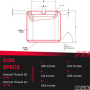 Thread Insert by E-Z LOK – Meets AISI 12L14, #8-32 Internal Threads, 5/16"", Steel, Red, Pack of 10, Model 329-008