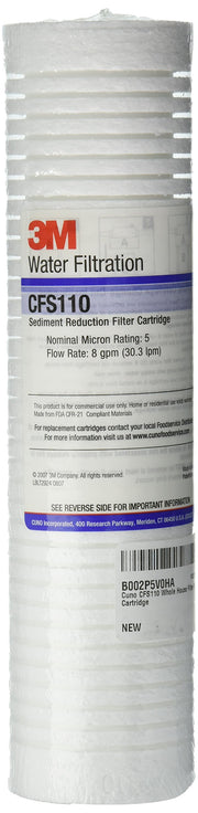 Cuno Whole House Filter Replacement Cartridge by 3M – Standard 1-High Cartridge, Spun Wound Grooved Polypropylene, White, Model CFS110