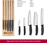 Swiss Classic In-Drawer Holder & Knife Set - Includes Organizer and Bread by Victorinox – Multiple (Pack of 1), Beechwood,Stainless Steel, Black, Pack of 5, Model 6.7143.5