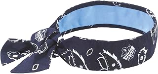 Ergodyne Chill Its 6700CT Cooling Bandana, Lined with Evaporative PVA Material for Fast Cooling Relief, Tie for Adjustable Fit, Navy Western
