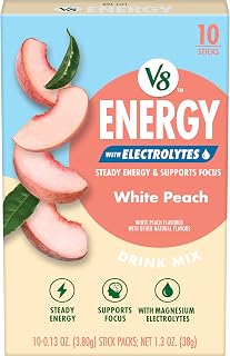 V8 Energy White Peach Powder, 10 Count 0.13 Oz