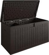 Cosco Large 150 Gallon Outdoor Storage Box with Storage Divider, Weather Resistant Resin, Dark Brown Finish - Ideal for Home Furniture and Outdoor Furnishings
