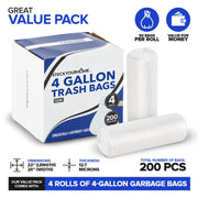 Stock Your Home 50 Count (Pack of 4) / 4 Gallon / Clear Trash Bags