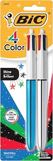 BIC 4 Color Shine Retractable Ballpoint Pen, 1.0 mm Medium Point, 2-Count