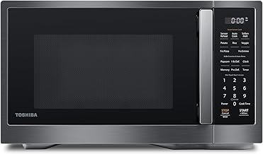 TOSHIBA Countertop Microwave Oven with Smart Sensor, 1.2 Cu.Ft, 1000W | 13 Auto Menus, Mute Function, 12.4" Turntable, for Dorm & Apartment, Black Stainless Steel