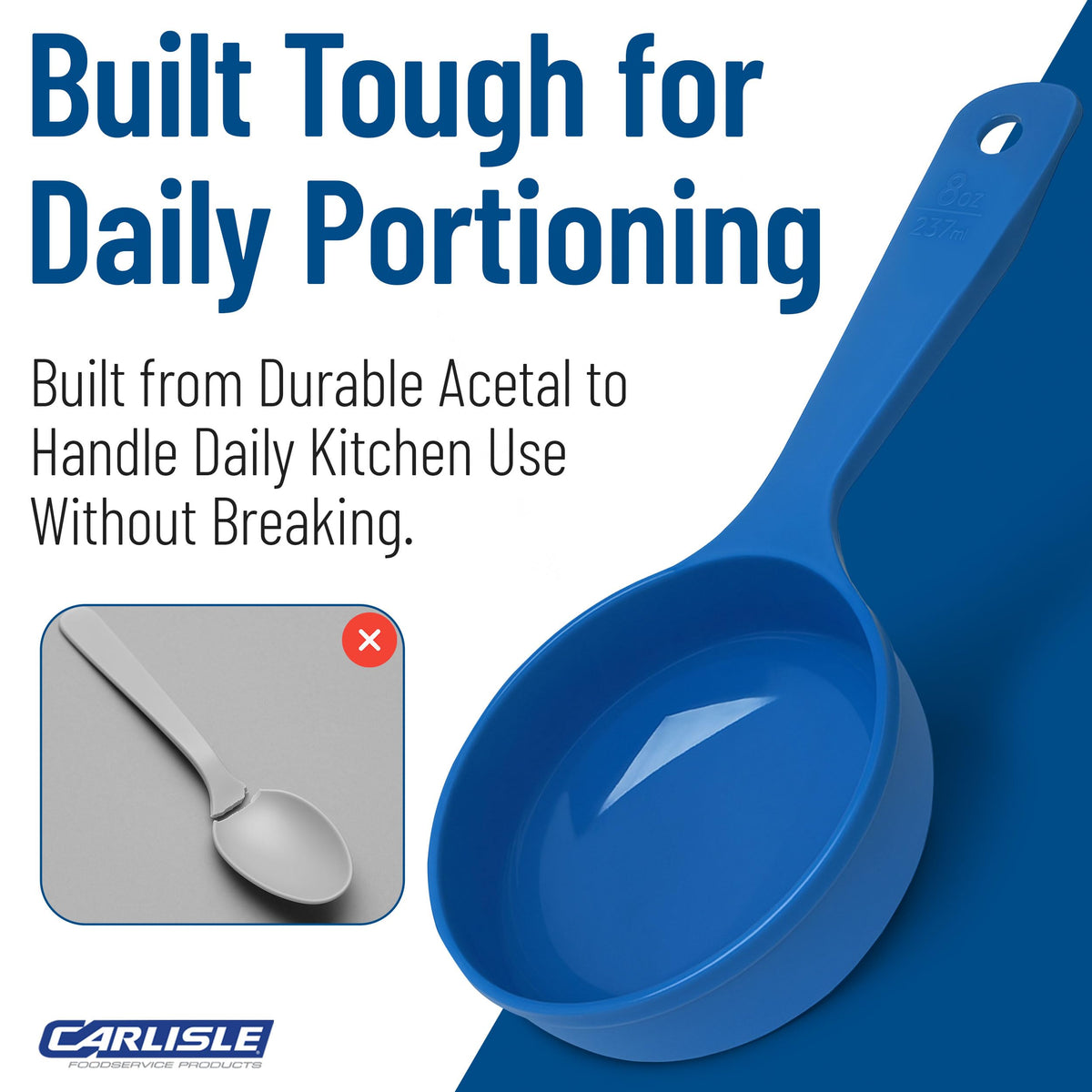 Carlisle FoodService Products 8 Ounces / Blue / Flat Cooking Spoons