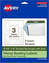 Avery Printable Sealing Labels, 5-7/8" x 4", Hemp Paper, Sure Feed Technology, Print-to-The-Edge Capability, Laser/Inkjet Printer Compatible, 24 Total