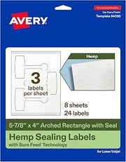 Avery Printable Sealing Labels, 5-7/8" x 4", Hemp Paper, Sure Feed Technology, Print-to-The-Edge Capability, Laser/Inkjet Printer Compatible, 24 Total