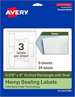 Avery Printable Sealing Labels, 5-7/8" x 4", Hemp Paper, Sure Feed Technology, Print-to-The-Edge Capability, Laser/Inkjet Printer Compatible, 24 Total