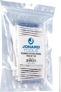 Jonard Tools CWR-125 Rounded Cotton Swabs for Cleaning Delicate Fiber Optic Equipment and V-Grooves, Pack of 125