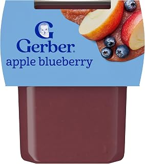 Gerber Stage 2 Apple Blueberry Puree Baby Food, 4 Oz, 16 Pack