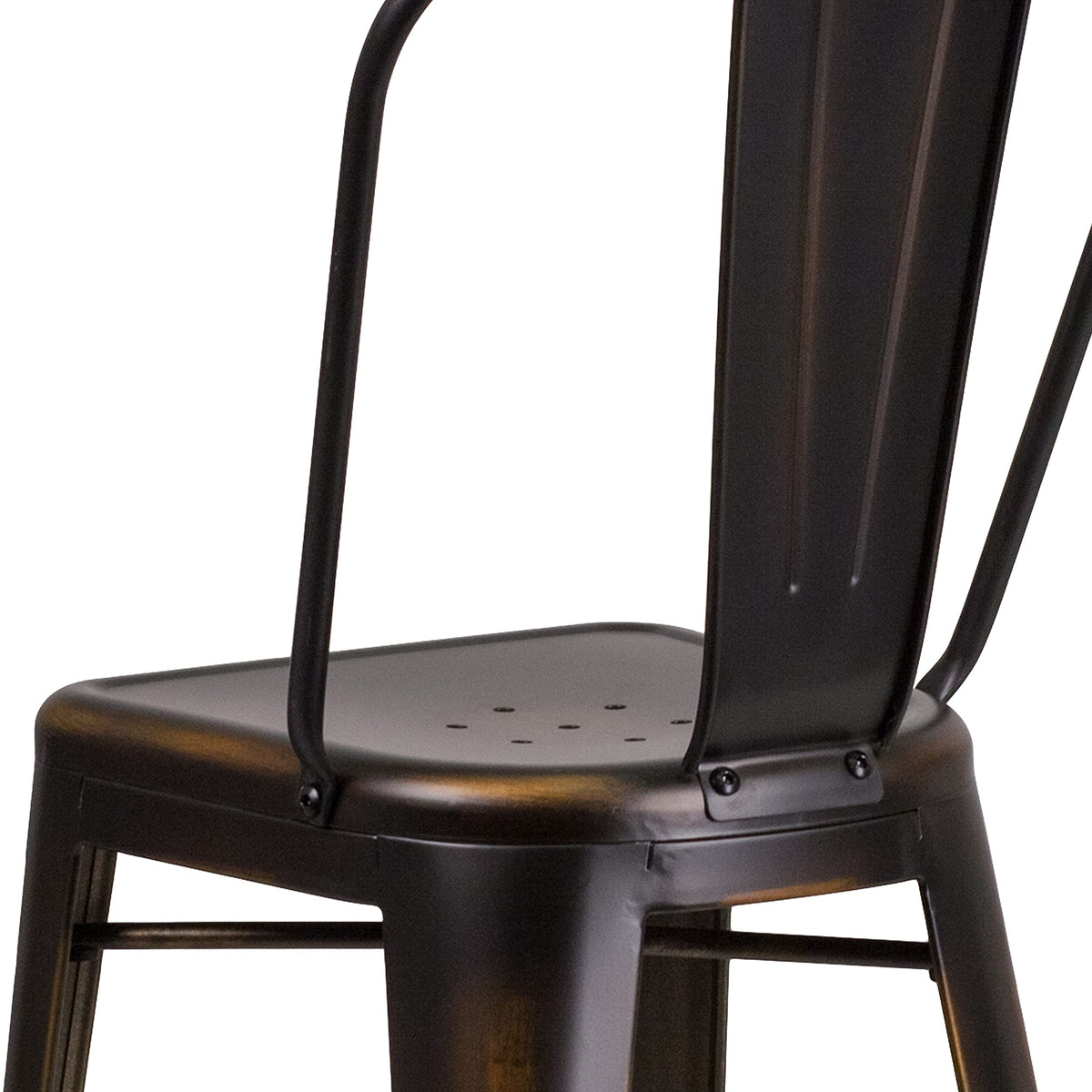 Commercial 30 in Metal Indoor/Outdoor Barstool by Flash Furniture – Set of 4, Metal, Distressed Copper, Pack of 4, Model 4-ET-3534-30-COP-GG