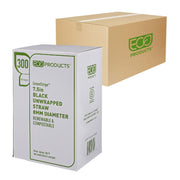 ECO PRODUCTS Bulk / 9600 / 7.75" Clear W/Stripe Straws