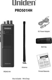 Pro-Series 40-Channel Portable Handheld CB Radio by Uniden – Black, Model PRO501HH
