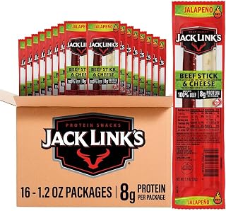 Jack Link's Jalapeno Beef Jerky Sticks and Cheese Sticks Combo - (16 Pack) 1.2 oz Snack Packs - Ready to Eat Protein Snacks - 8g Protein per Serving - Made with 100% Real Beef & Real Wisconsin Cheese