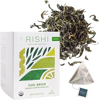 Rishi Tea Earl Green Japanese Organic Sachet Tea Bags, 15ct