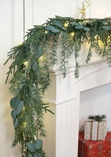 9ft Real Touch Norfolk Pine Garland with Tassels | Christmas Garland with Light String