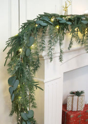 9ft Real Touch Norfolk Pine Garland with Tassels by EnnbeRuu – 9FT, Polyethylene (PE), Green, Model TT13-9FT
