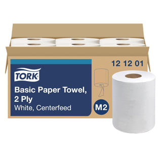 Tork Basic Centerfeed Paper Wiper White M2, 6 x 600 Sheets, 121201