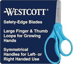 Westcott 15968 Right- and Left-Handed Scissors, Classic Kids' Scissors, Back to School, Classroom Supplies, Ages 4-8, 5-Inch Blunt Tip, Neon Blue