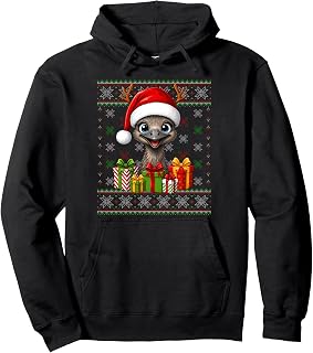 Emu Bird Christmas Ugly Sweaters Festive Santa Hat Xmas Pullover Hoodie