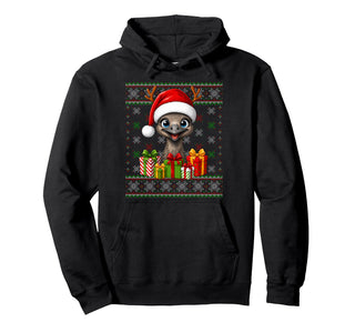 Emu Bird Christmas Ugly Sweaters Festive Santa Hat Xmas Pullover Hoodie by Emu Bird Christmas Co. – Black, Model P8BK4PM2SN6