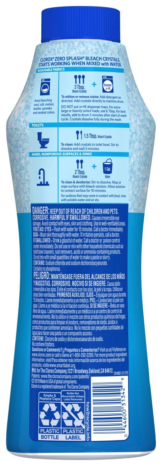 Zero Splash Bleach Crystals 24 oz by Clorox – 24 oz (1.5 lb) 680 g"