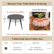 Laolitou Checkered Round Tablecloth, 60 Inch with Tassels, Orange