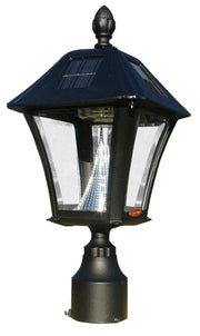 Lewiston Post System only with Bayview Solar Lamp by Qualarc – 20"D x 8"W x 5 ' 2"H, Aluminum Post, Glass Lamp, Powder Coat, Black, Model LPST-700-SL-BL
