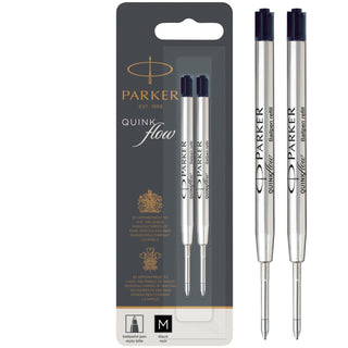 QUINKflow Ballpoint Pen Ink Refill by Parker – Pack of 2, Black, Pack of 2, Model 1950372