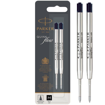 QUINKflow Ballpoint Pen Ink Refill by Parker – Pack of 2, Black, Pack of 2, Model 1950372