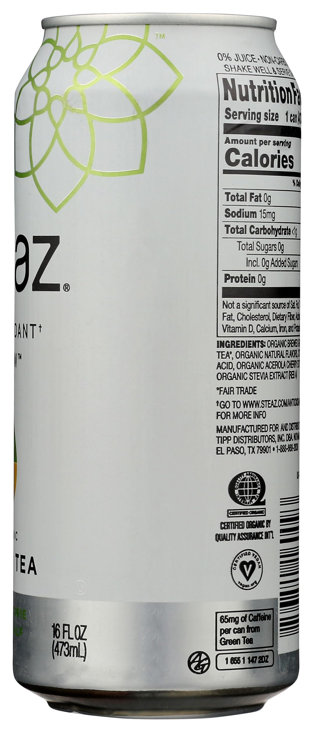 Steaz Green Half / 16 Fl Oz (Pack of 1) / 4 Iced Tea